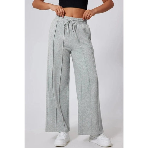 'Zelle' Drawstring Wide Leg Active Pants - Celes Fashion